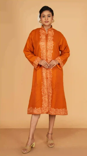 Mustard Yellow Pure Woolen Long Jacket - main product image