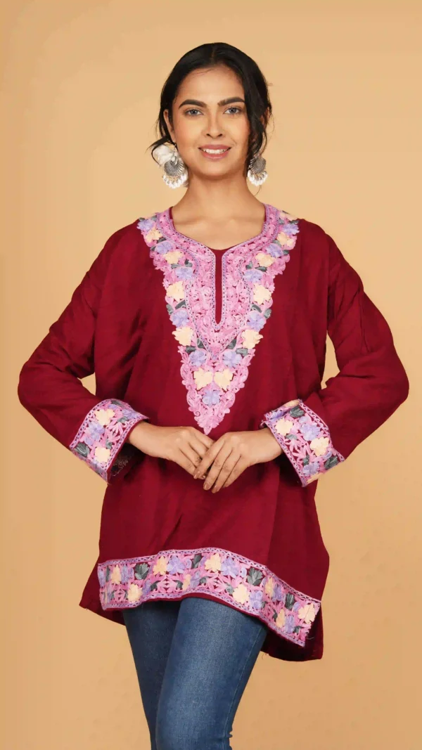 Maroon Kashmiri Phiran Top,top - main product image