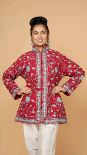 Bold Red Kashmiri Aari Embroidered - main product image