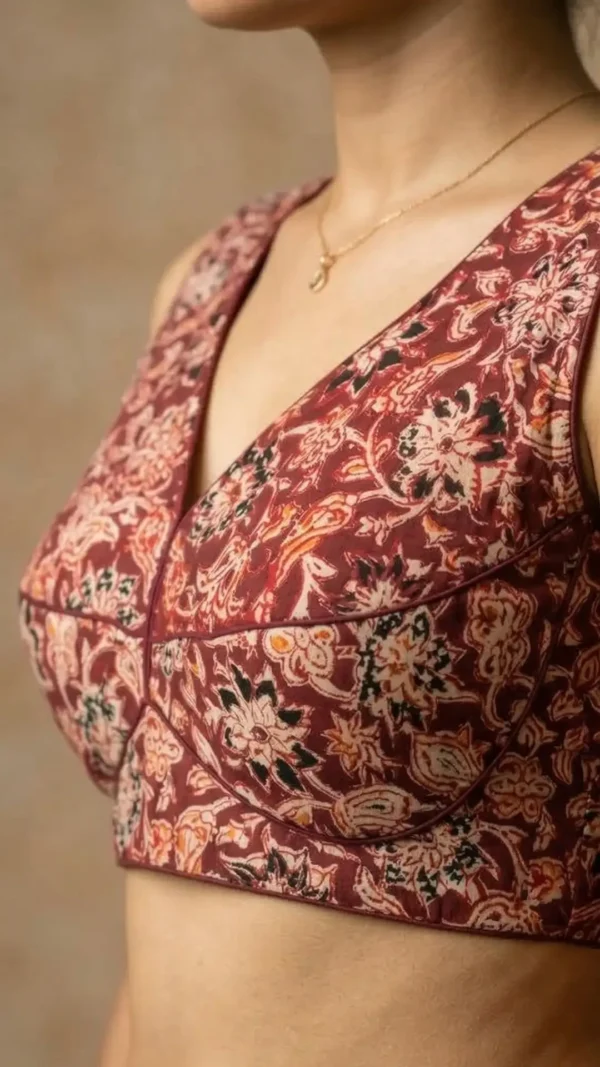 Maroon Pure Cotton Sleeveless Blouse