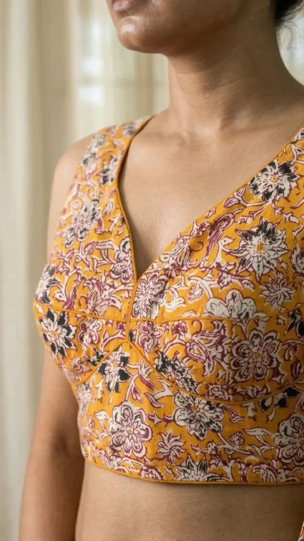 Yellow Pure Cotton Sleeveless Blouse