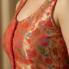 Orange Sleeveless Silk Blouse