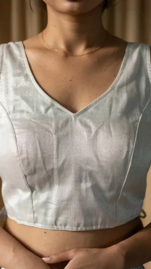 White Sleeveless Silk Blouse