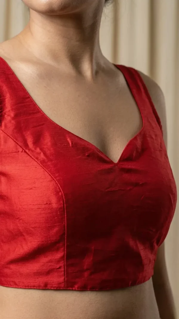 Bold Red Sleeveless Silk Blouse