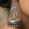 Tribal Triangle Oxidised Silver Jhumka Earrings