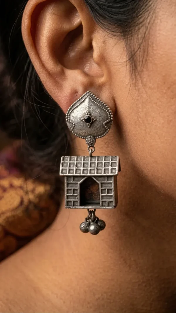 Cottage Core Oxidised Silver Earrings