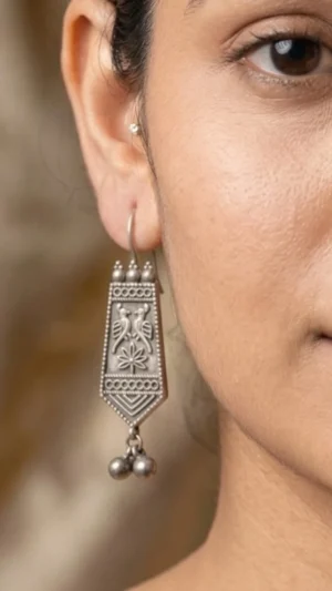 Rustic Allure Oxidised Silver Earrings