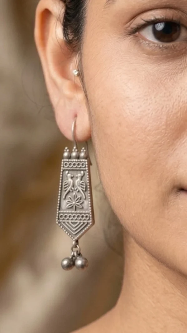 Rustic Allure Oxidised Silver Earrings