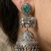 Emerald Earth Oxidised Jhumka Earrings