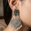 Emerald Bloom Oxidised Earrings