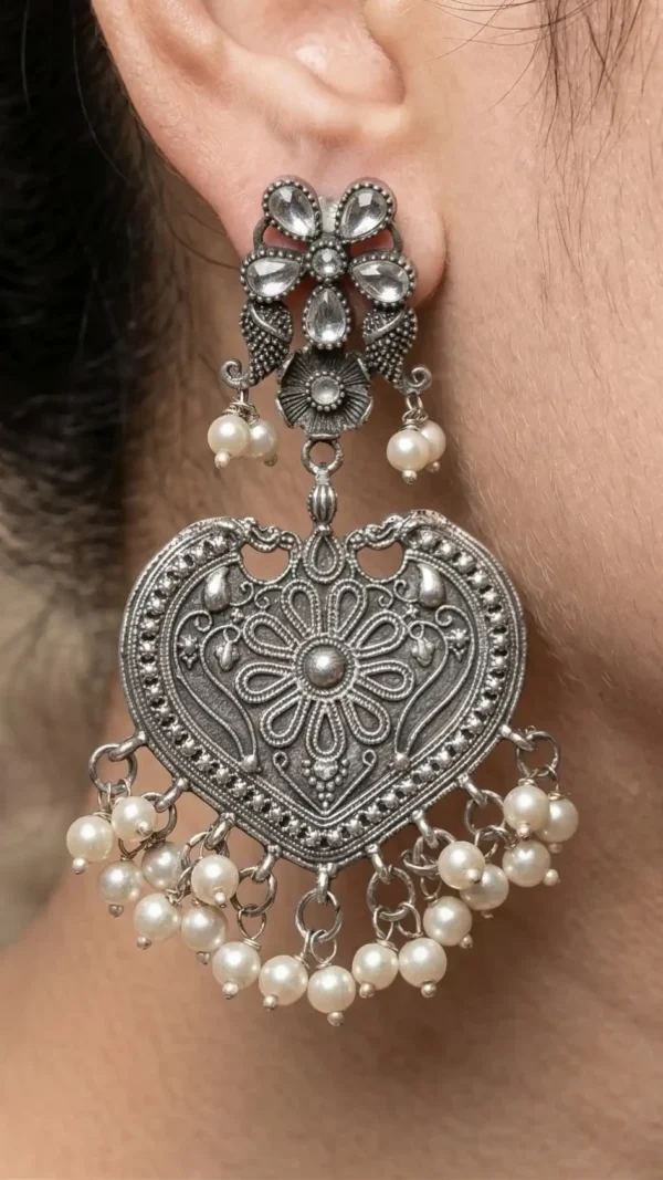 Diamond Bloom Oxidised Earrings