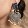 Sapphire Bloom Oxidised Earrings