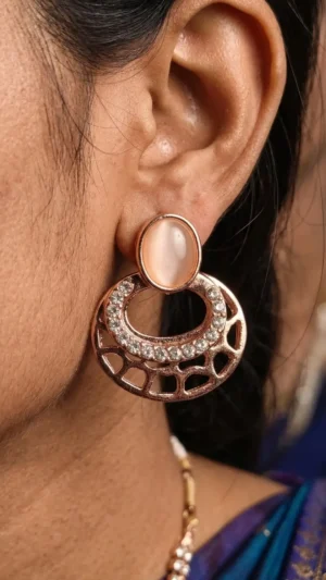 Orbital Crystals Rose Gold Drop Earrings