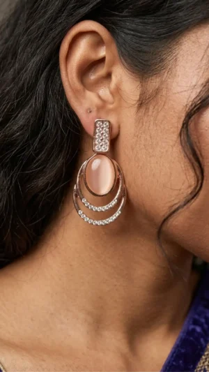 Tiered Rose Gold Crystal Earrings