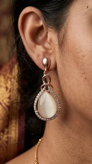 Rose Gold Teardrop Crystal Earrings