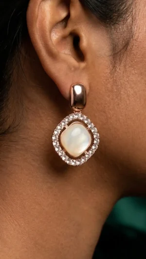 Rose Gold Crystal Halo Earrings
