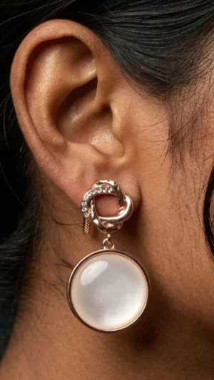 Rose Gold Crystal Interlocked Drop Earrings