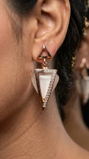 Rose Gold Geometric Crystal Earrings