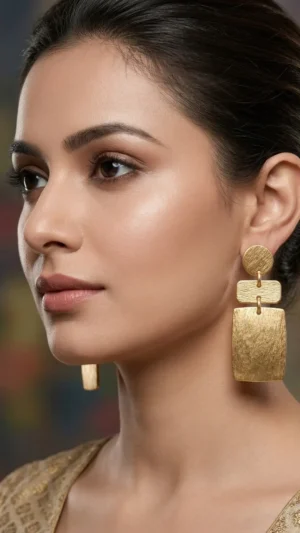 Gold Geometric Tiered Drop Earrings