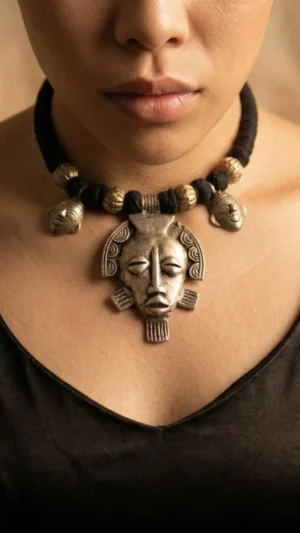 Ancient Tribal Totem Oxidised Silver Choker