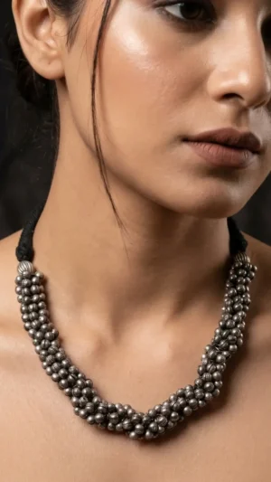 Antique Oxidised Silver Choker