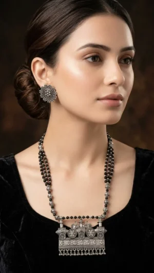 Oxidized Silver Mangalsutra Set