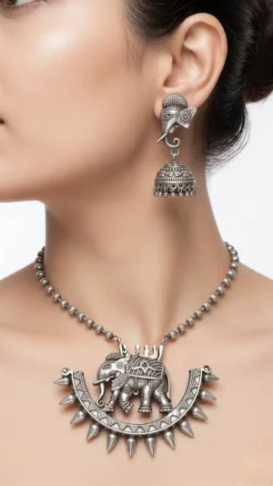 Gajraj Oxidized Statement Necklace Set