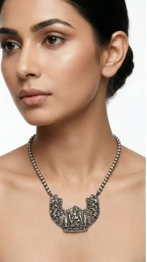 Oxidised Long Necklace with Tribal Figurines