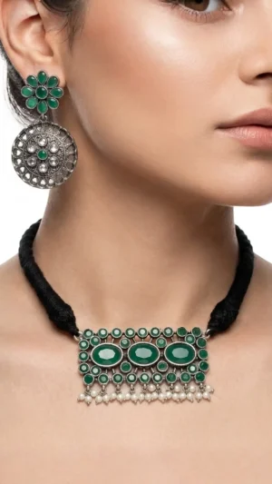 Emerald Enigma Statement Choker Set