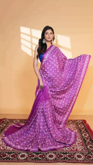 Regal Purple Pure Bangalore Silk Saree with Kantha Embroidery | Nams Design Exclusive 2026