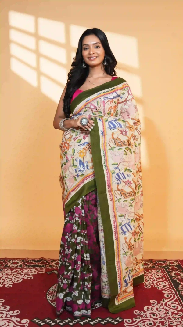 Indrani Half & Half Jam-Kantha Saree | Fusion Beauty 2026