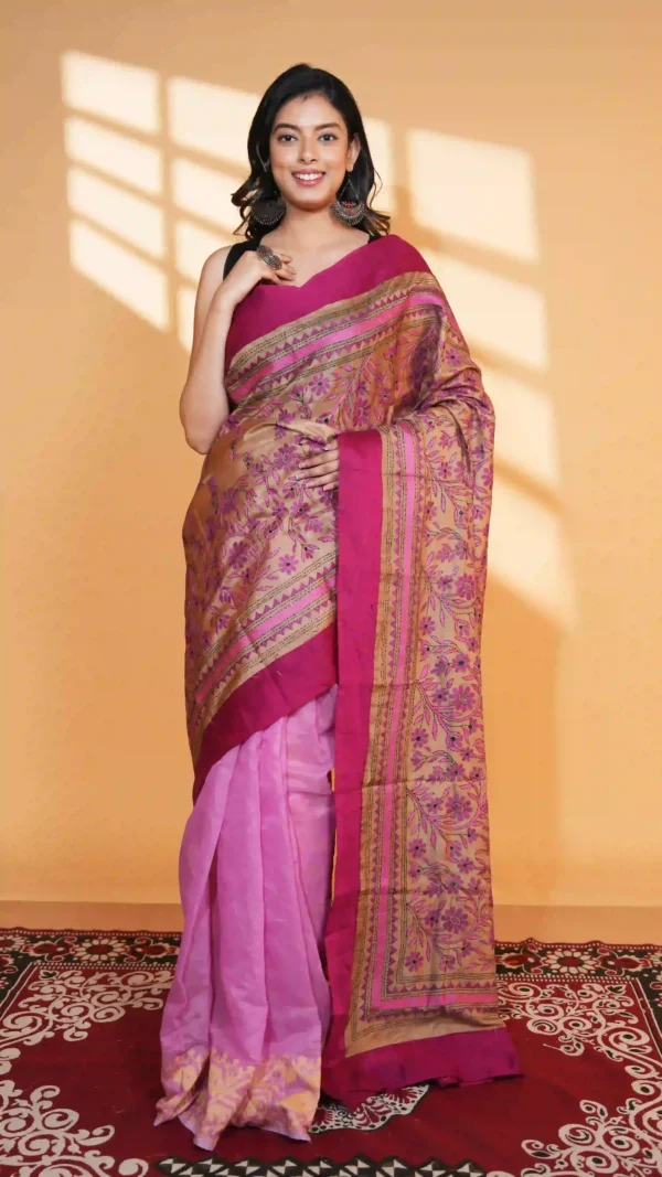 Aritrika Half & Half Jam-Kantha Saree | Fusion Beauty 2026