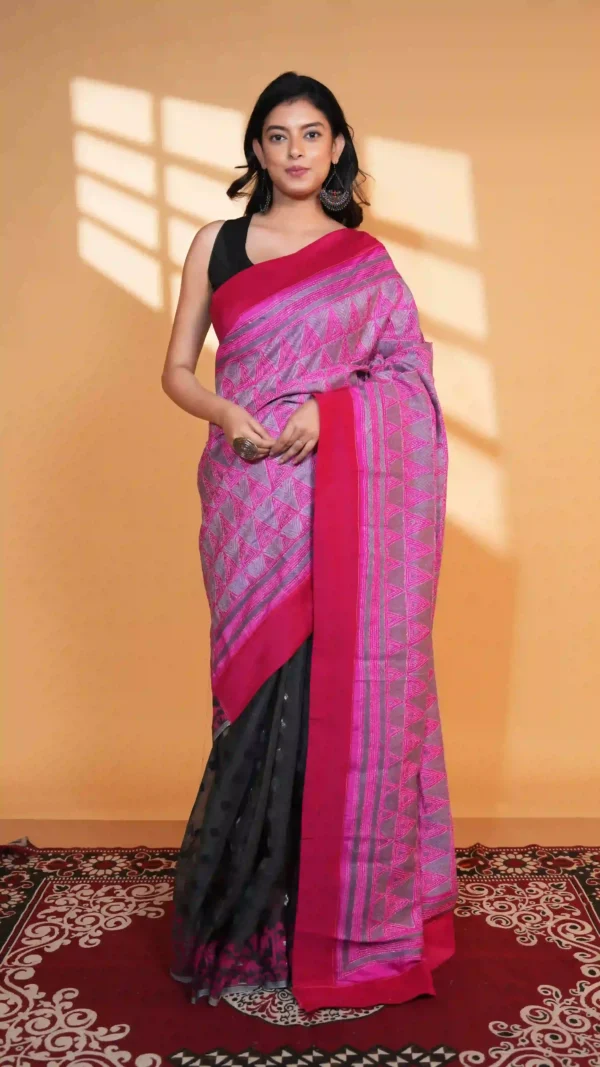 Nandini Half & Half Jam-Kantha Saree | Fusion Beauty 2026