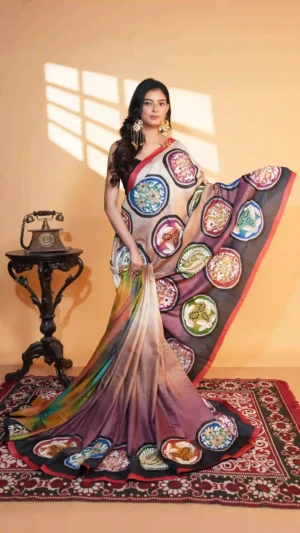 Soft Brown Pure Tussar Silk Kantha Saree | 2026 Exclusives