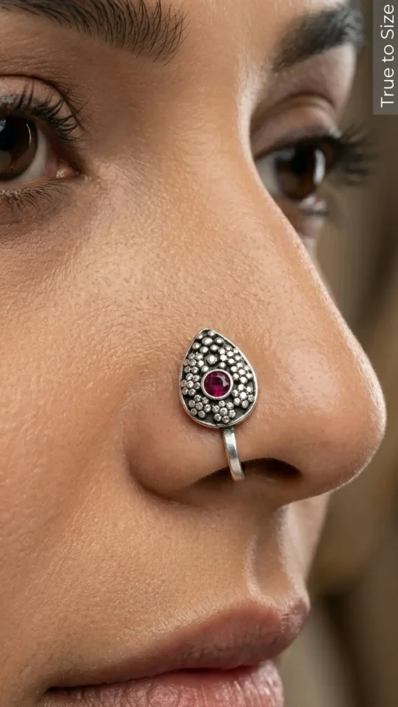 Indra Easy Clip-on Oxidized Nose Pin