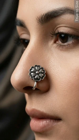 Shriya Easy Clip-on Oxidized Nose Pin
