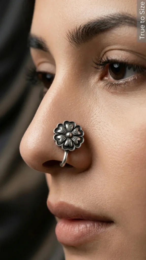 Shriya Easy Clip-on Oxidized Nose Pin