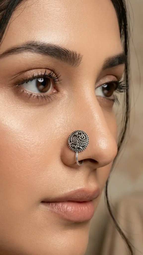 Divine Power Easy Clip-on Oxidized Nose Pin