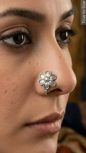 Pushpa Easy Clip-on Oxidized Nose Pin