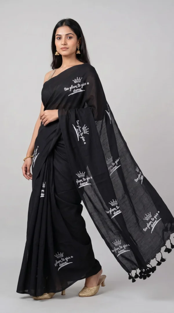 Glam in Black Cotton Silk Saree