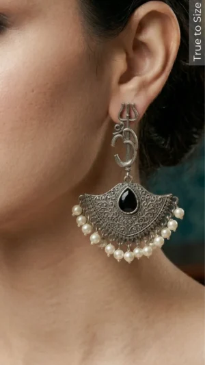 Divine Power Oxidised Drop Earrings