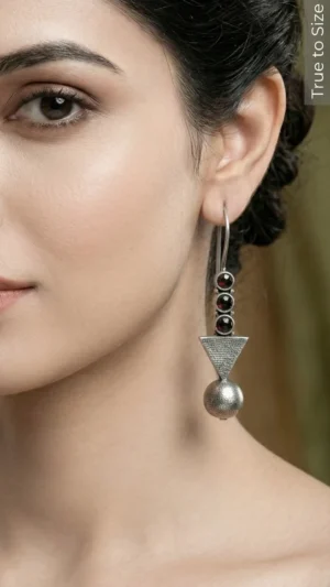 Minimalistic Beads Oxidised Earrings