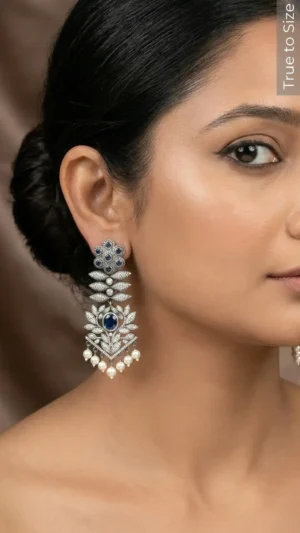 Floral Melody Oxidised Statement Earrings