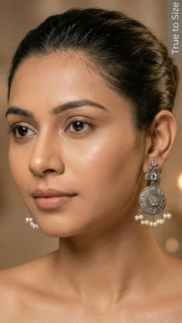 Apoorva Oxidised Silver Drop Earrings