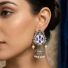 Meghma Handpainted Oxidised Jhumka Earrings