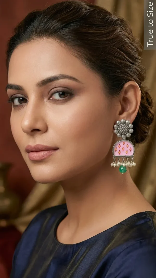 Vue Handpainted Oxidised Drop Earrings