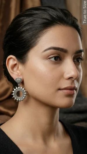 Hearty Sunburst Oxidised Drop Earring