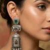 Nomadic Strides Oxidised Jhumka Earrings