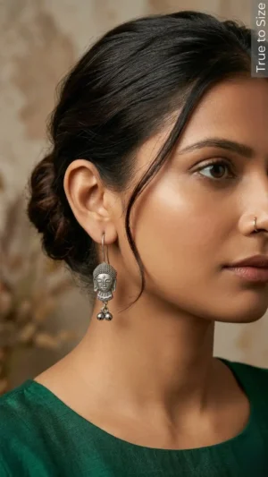 Stay Zen Oxidised Silver Earrings