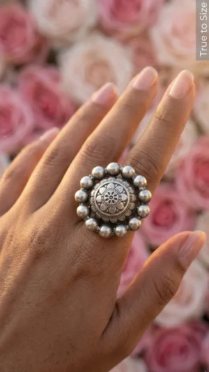 Pushpa Bold Mandala Finger Ring